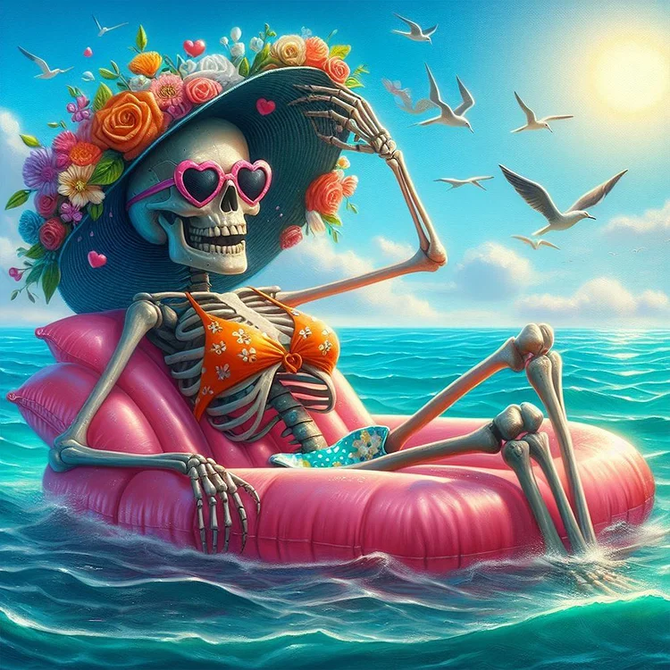 Sunbathing Skullgirl - Full Round - Diamond Painting(40*40cm)