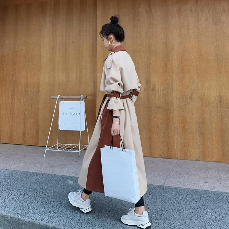 Brand New Long Loose Double-Breasted Women Trench Coat Windbreaker Lady Duster Coat Cloak Spring Autumn Outerwear Female Clothes