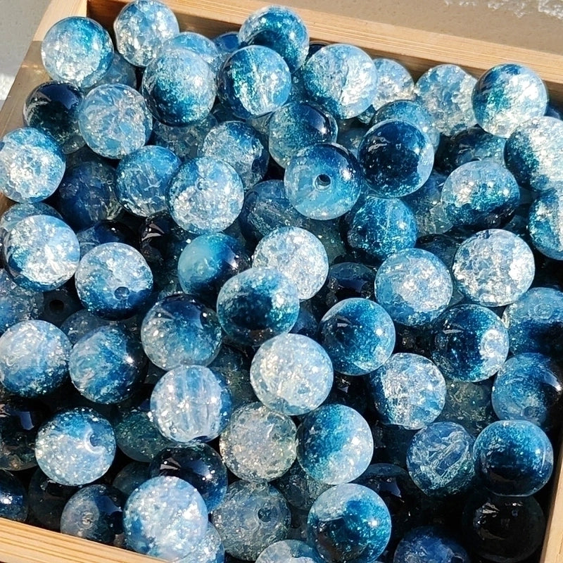 New 8/10mm Water Dyed Protein Jade Broken New Chinese Style Gold Sprinkling Glass Bead DIY Bracelet Ornament Straight Hole Beads Loose Beads