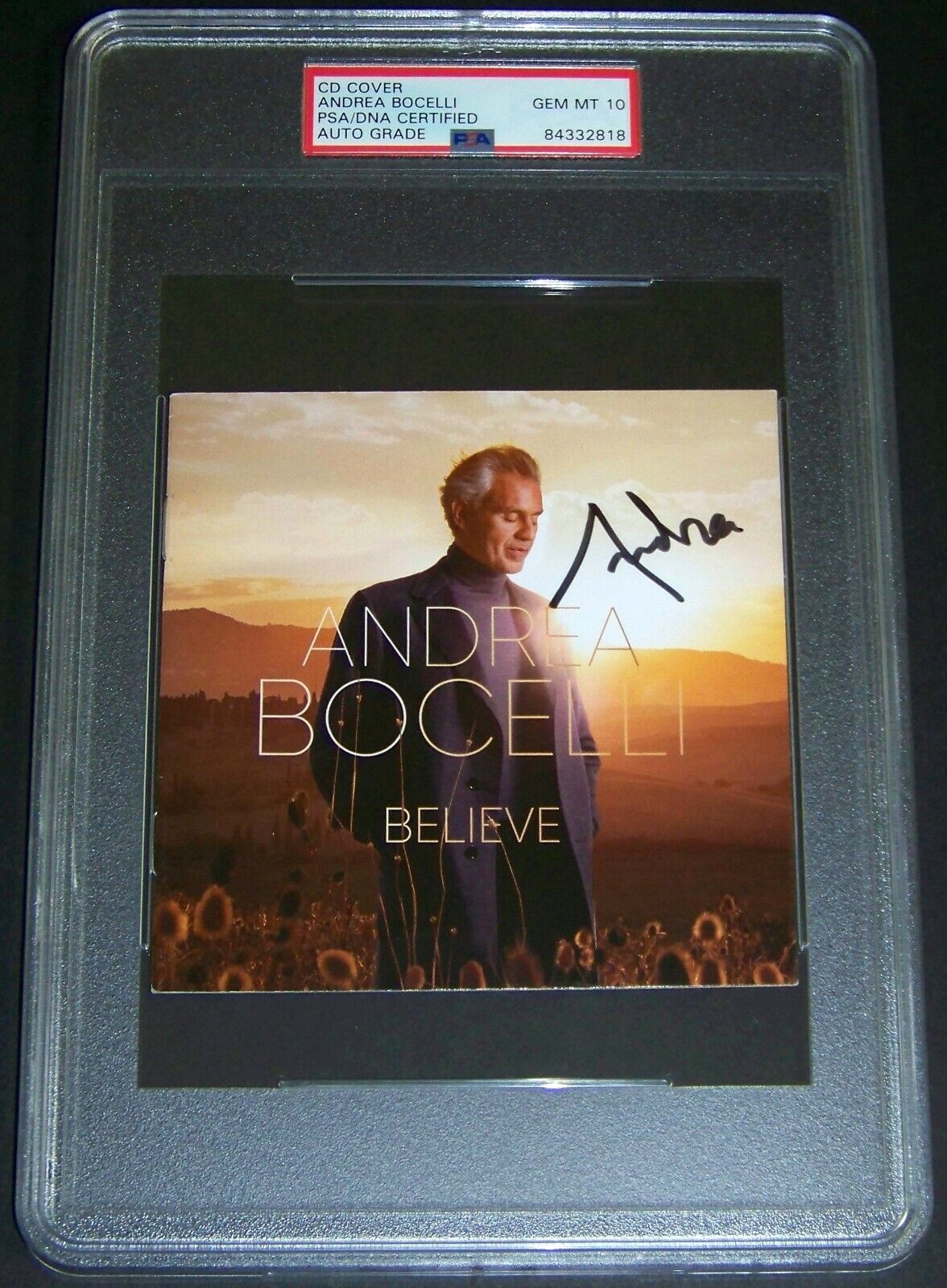 Andrea Bocelli Signed Autographed BELIEVE Photo Poster painting CD Cover Slabbed PSA 10 GEM MINT