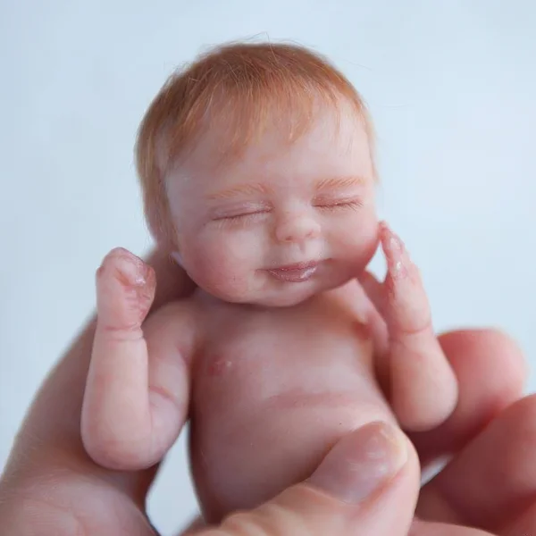 Miniature Doll Sleeping Full Body SiliconeReborn Baby Doll, 6 Inches Realistic Newborn Baby Doll Named Abana