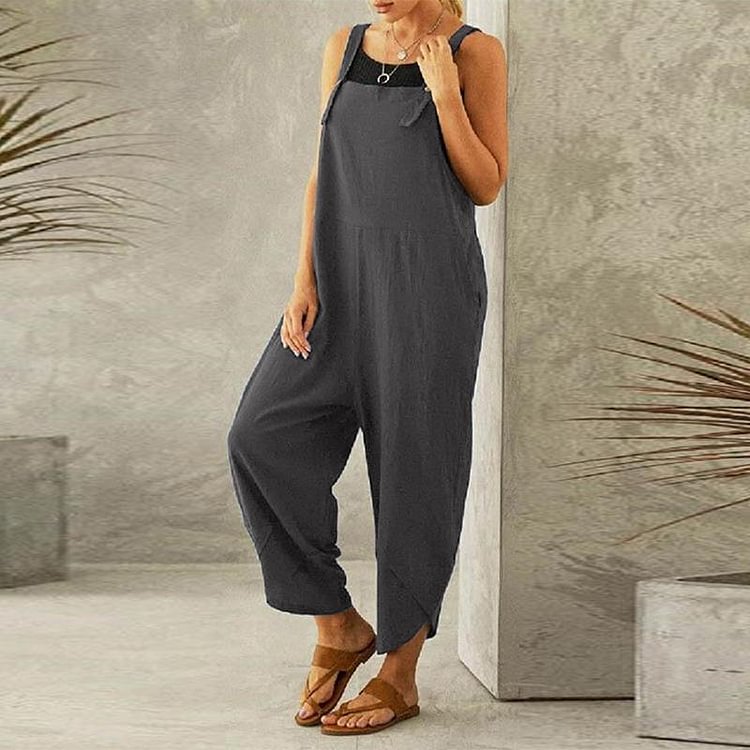 Women's Solid Color Casual Overalls