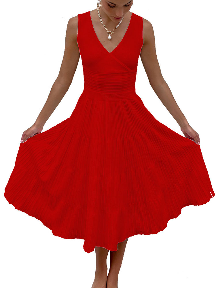 Ootddress Knit V-Neck For Women Maxi Dress Y2k Backless Fashion Knitwear Party Dress Casual Baggy High Waist Summer Female Dress