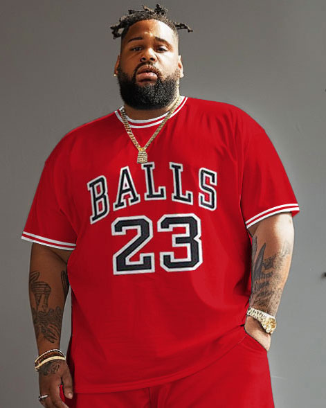 Men's Plus Size Basketball Print No. 23 T-Shirt Shorts Suit