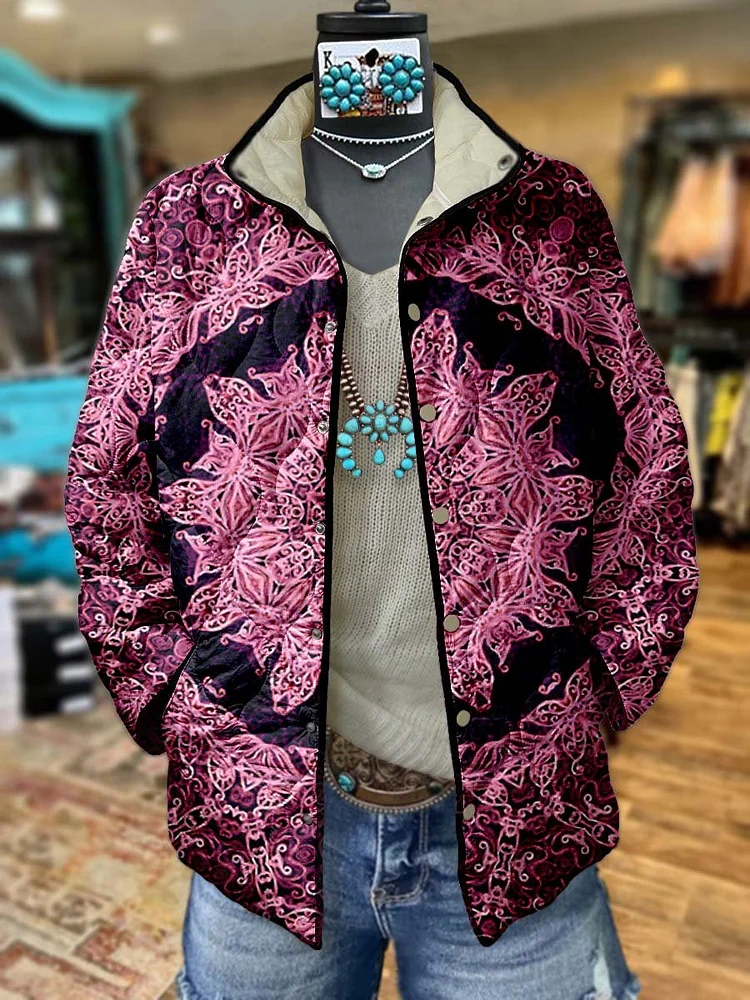 Women's Print Casual Quilted Jacket