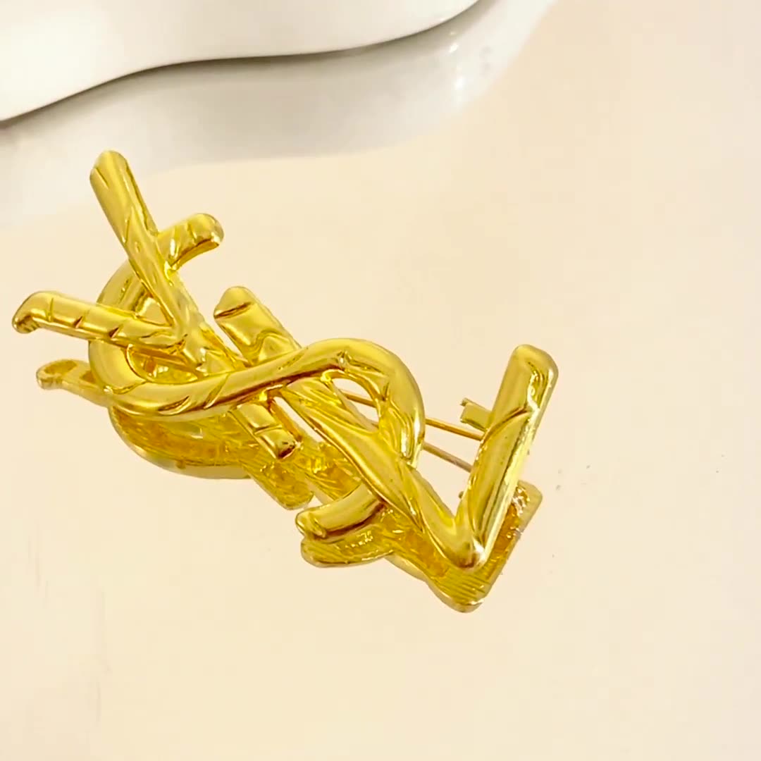 Fashion Monogram Gold Plated Brooch