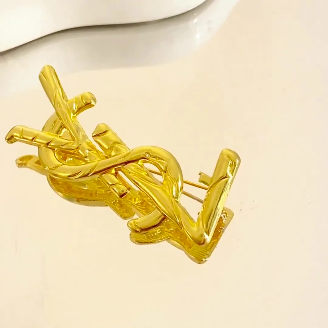 Fashion Monogram Gold Plated Brooch