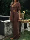 Solid Color Half Sleeves Two Piece Suits
