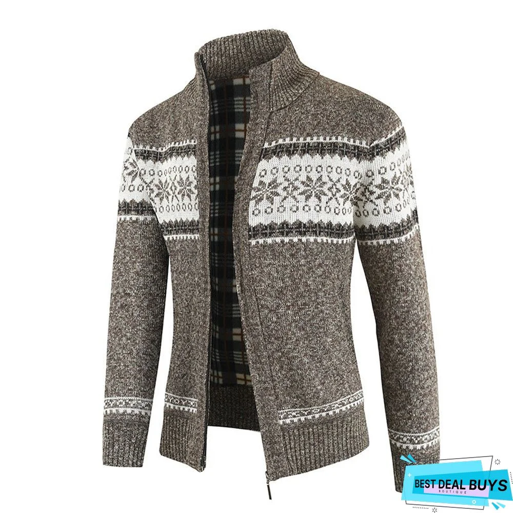 Men's Sweater with Color Matching Collar
