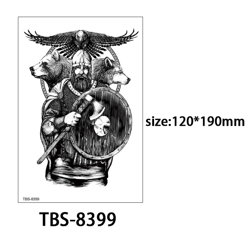 Sdrawing Forest King Animal Tattoo Sticker for Men Tiger Skull Skeleton Fake Tattoo for Women Wolf Tattoo Temporary Waterproof