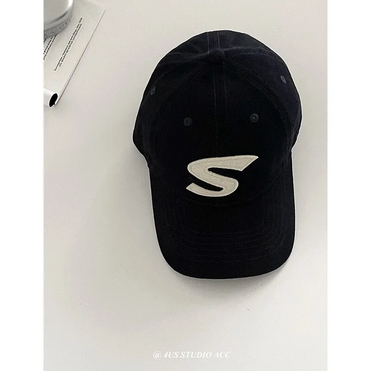 Hat Female S Letter Embroidered Soft Top Face-Looking Small Baseball Cap Couple Peaked Cap Baseball Cap