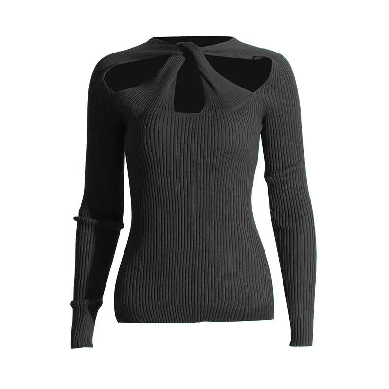 Woherb Woherb Slim Top 2024 New Personality Kink Hollow Out Long Sleeve Knit Sweater Loose Lazy Woman-Outfit Ideas