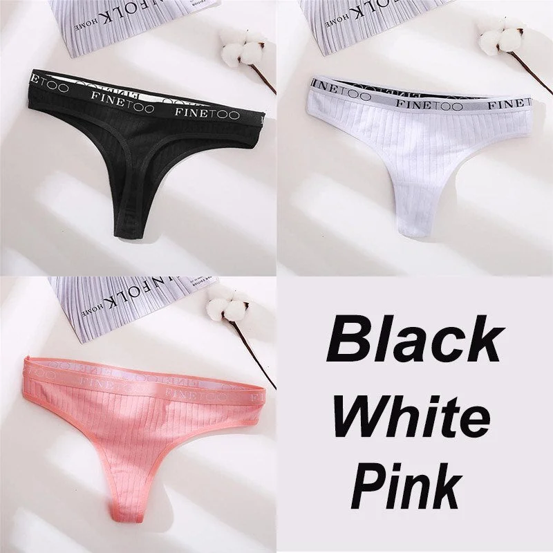 3PCS/Set Women Panties G-string Underwear Cotton Female Underpants Solid Color Briefs Lingerie Sexy Thong Panties for Woman M-XL