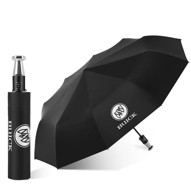 Car logo VIP business folding 10-bone black plastic umbrella