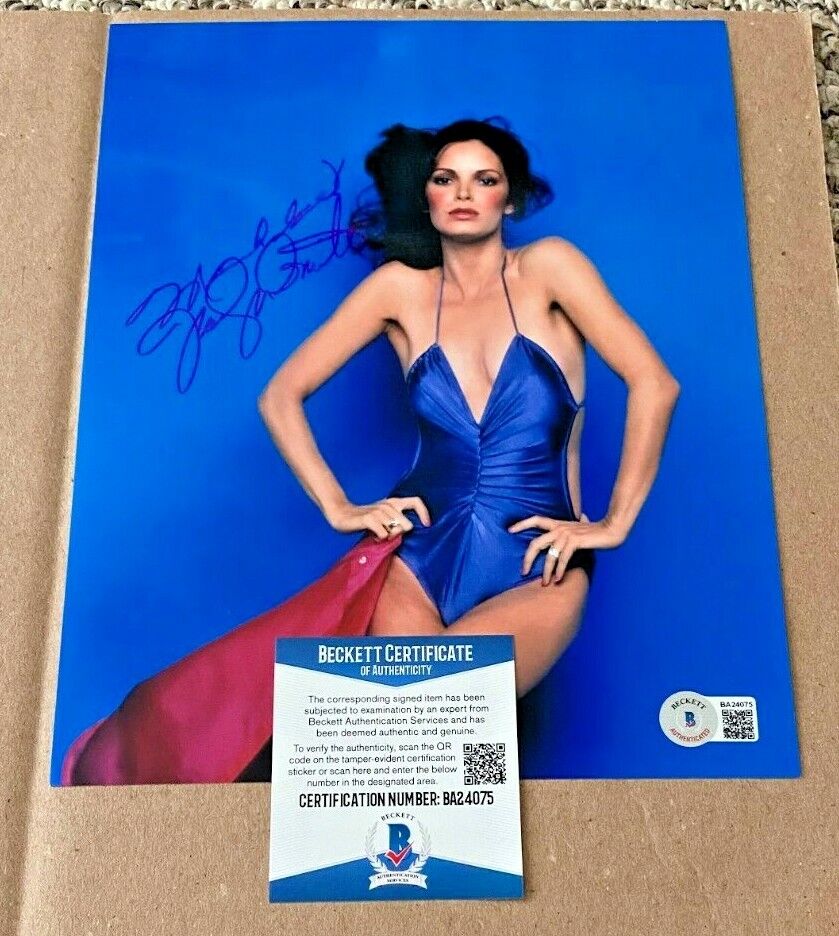 JACLYN SMITH SIGNED SEXY 8X10 Photo Poster painting BECKETT CERTIFIED BAS CHARLIE'S ANGELS #6