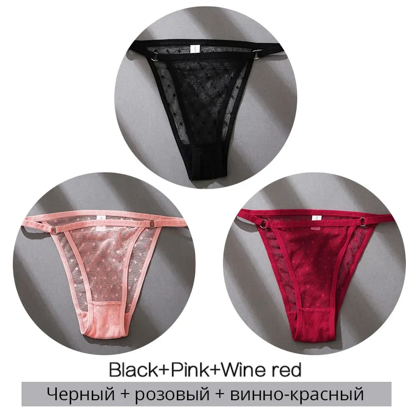 FINETOO M-2XL Sexy Panties Women Dot Lace Bikini Underpants Low Waist Lace Underwear Plus Size Panty Ladies Lingerie Girls Panty