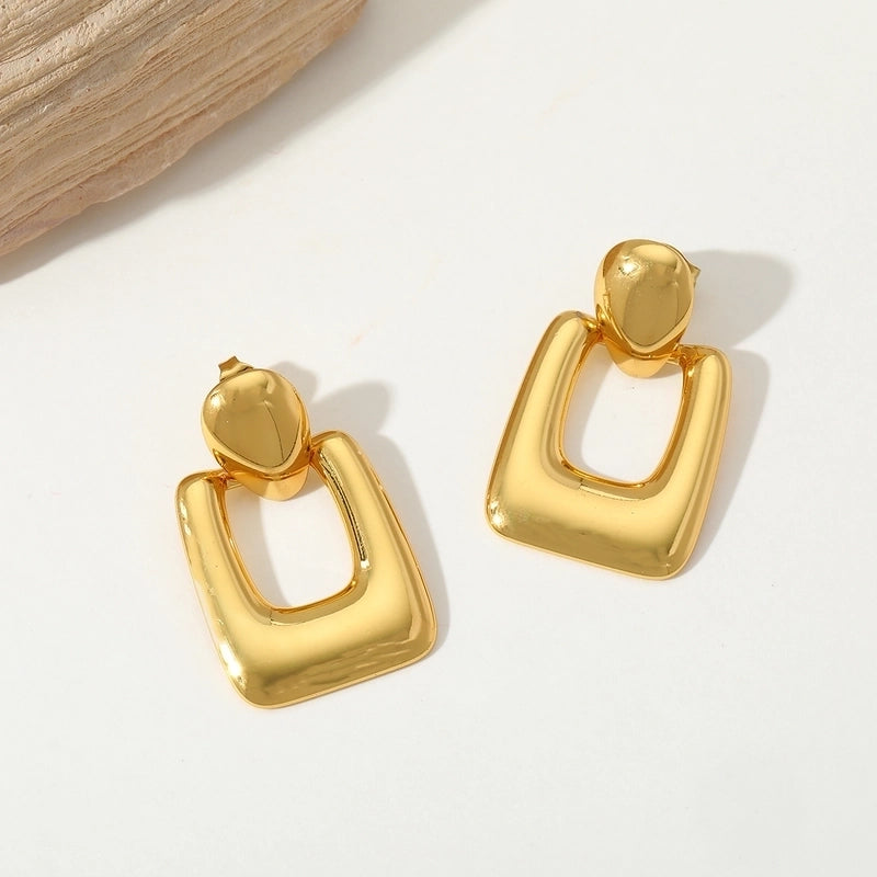 1 Pair Casual Basic Minimalist U Shape Water Droplets Rectangle Plating 304 Stainless Steel 18K Gold Plated Ear Studs
