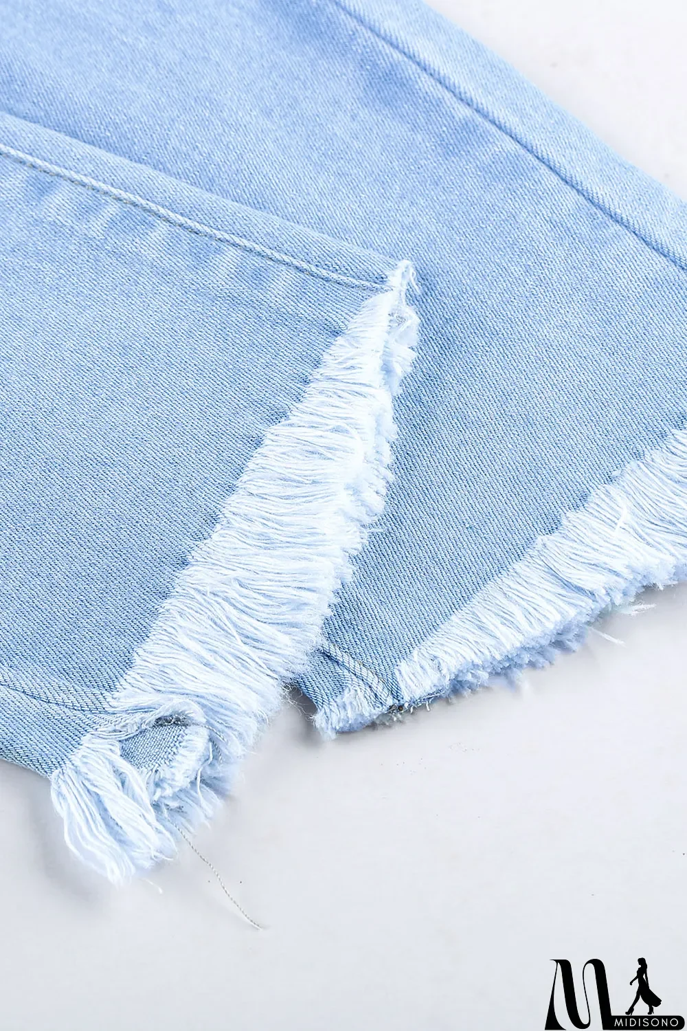 MidiSono - Blank Apparel - Light Blue Washed Ripped Jeans