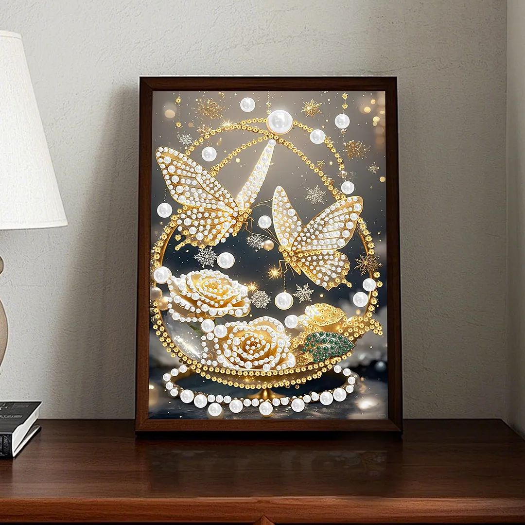 Pearl Painting Kit for Adults Golden Butterfly 11.81x15.75in