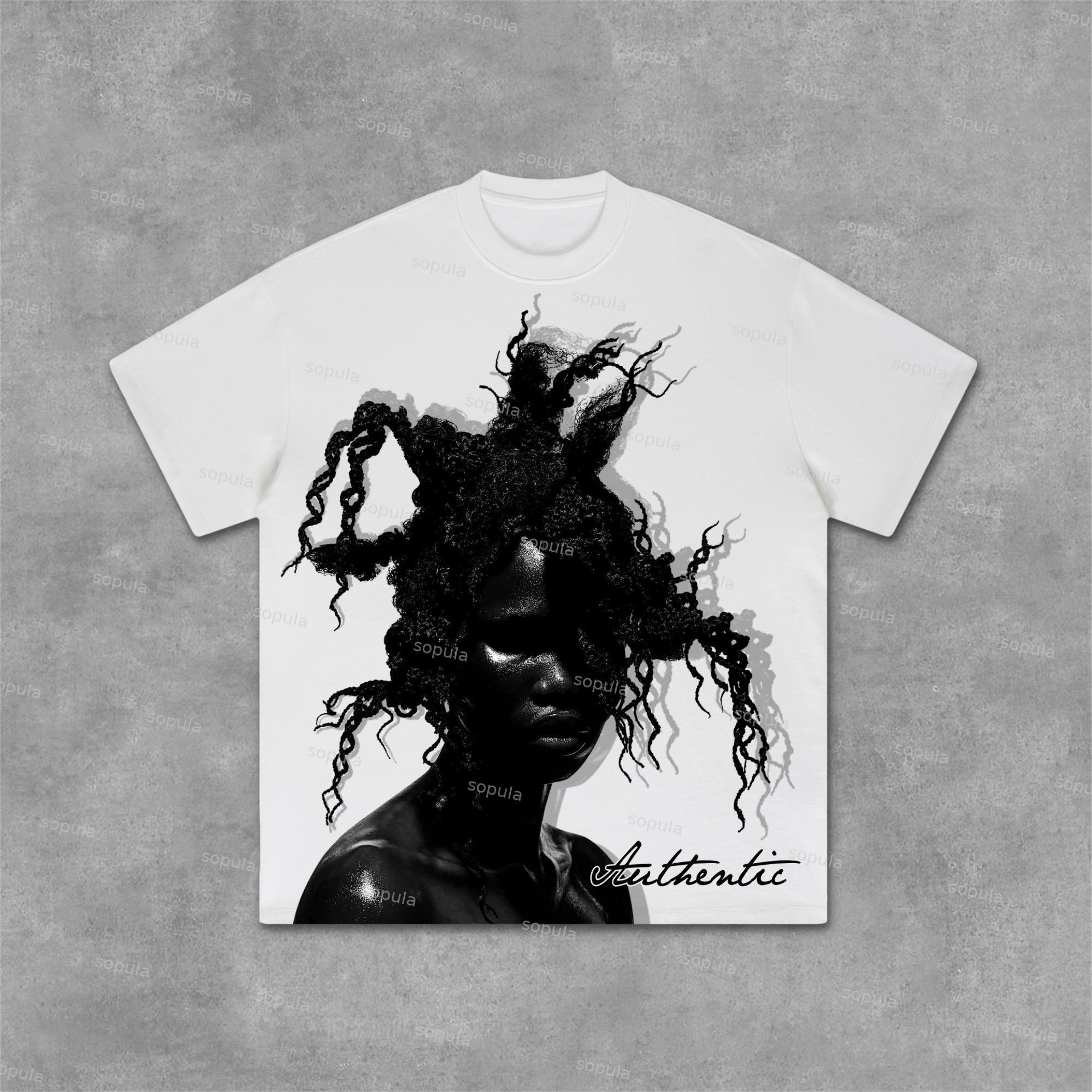 Sopula Short-Sleeved Street Figure Graphic Cotton T-Shirt - SOPULA