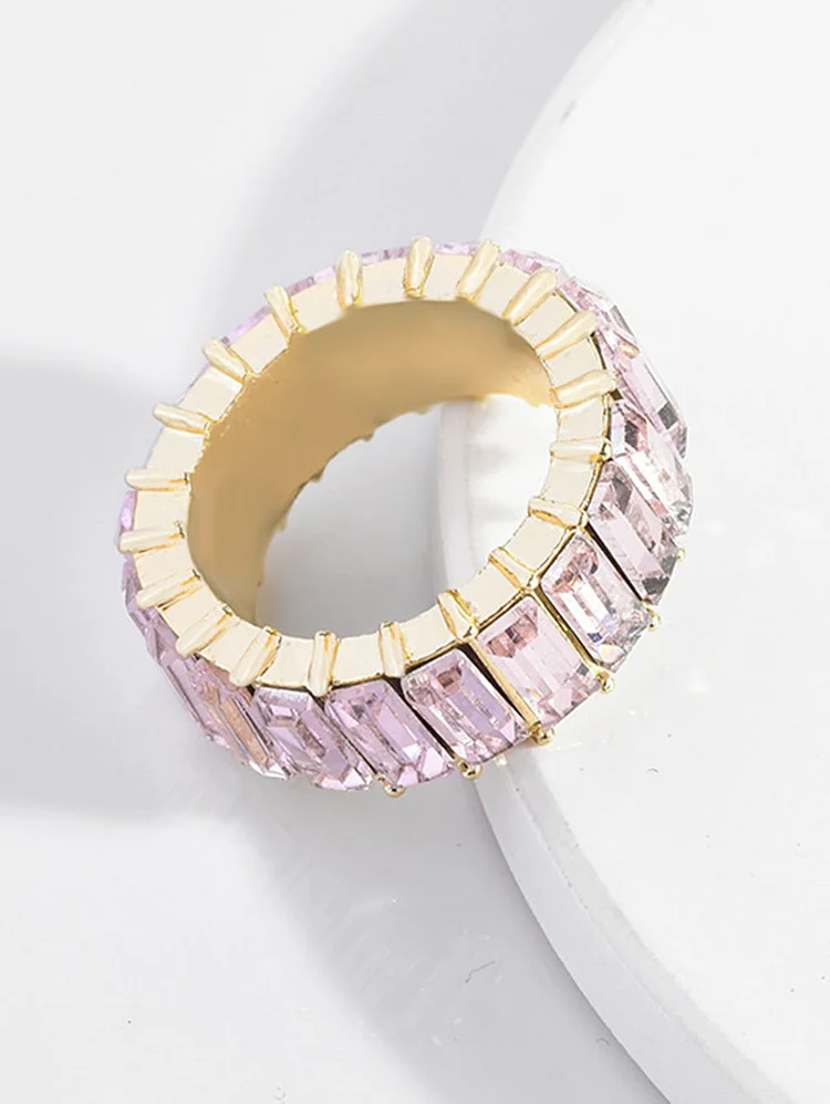 Fashionable Multicolor Rhinestone Alloy Band Ring