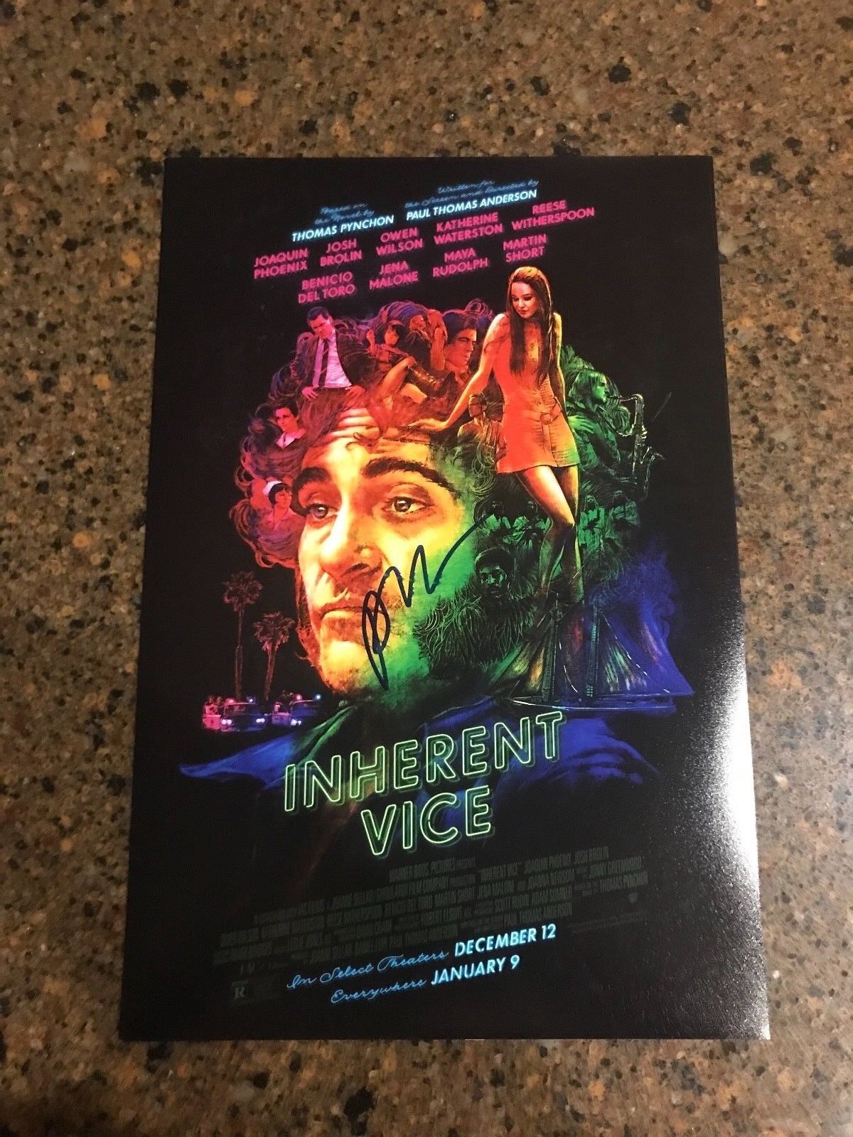 * PAUL THOMAS ANDERSON * Signed 12x18 Photo Poster painting poster * INHERENT VICE * 1
