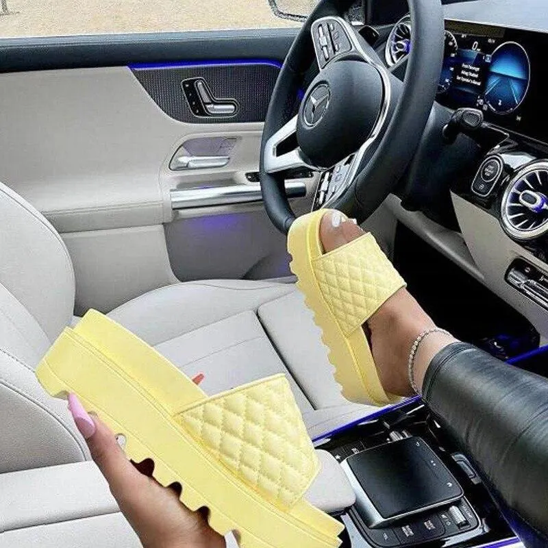 2021 Women's Shoes Platform Shoes Simple Sandals Open Toe Solid Color Outdoor Beach Shoes Summer Women Plus Size Slippers