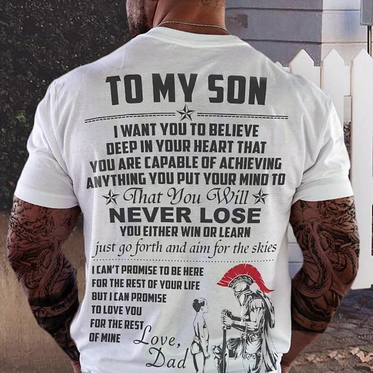 Father and son letter print T-shirt