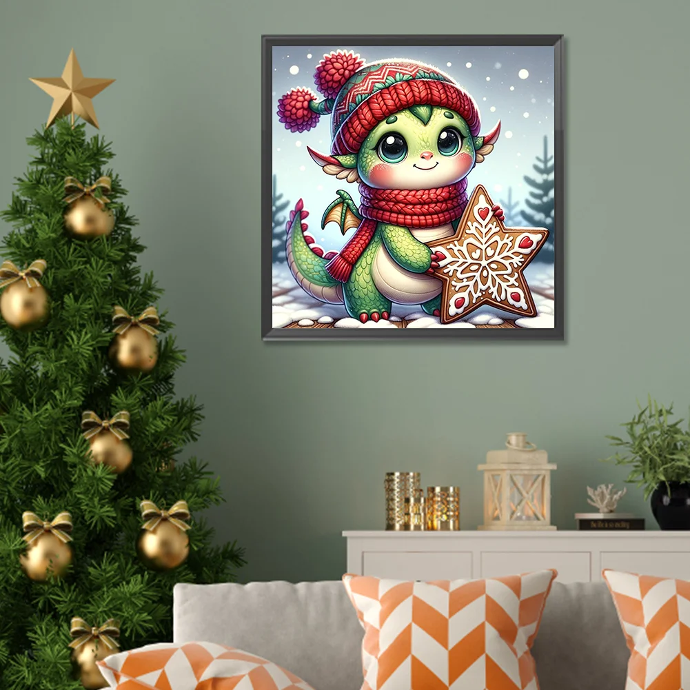 Full Round Diamond Painting 30*30cm - Dragon On The Snow