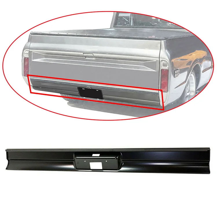 Silscvtt Black Fleetside Rear Steel Bumper Roll Pan with License Plate Part Replacement for 1967-1972 C10 Pickup