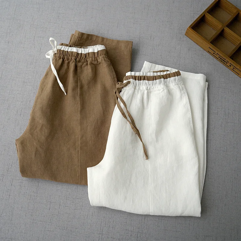 Comfortable loose solid color cropped pants