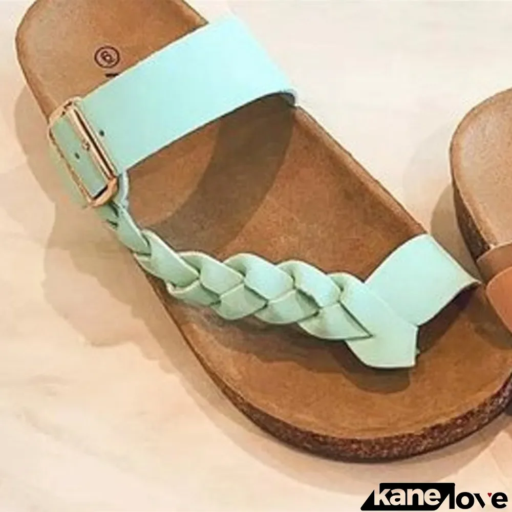 Women's Simple All-match Solid Color Thick-soled Flip-flops Beach Sandals