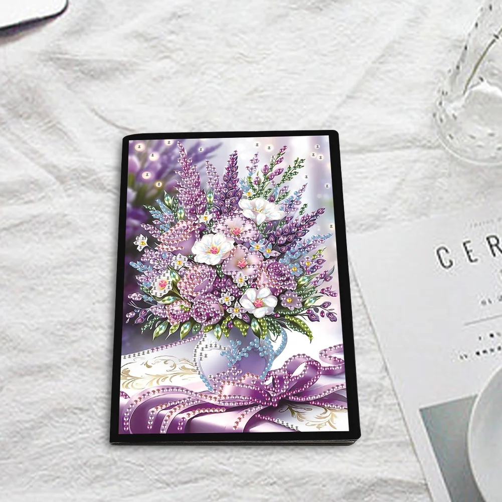 DIY Flowers Vase Special Shaped Diamond Painting Journal Notebook for Students