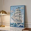 (30x40cm)DIY Pearl Painting Framed Ship Handmade Pearl Material Art Kit Living Room Decor
