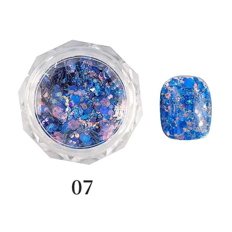 iridescent Flakes Gold Pink White Flakes Slices Chrome Pigment Dust Nail Powder Glitter Sequins Nail Art Decoration Manicures-Nail Inspo