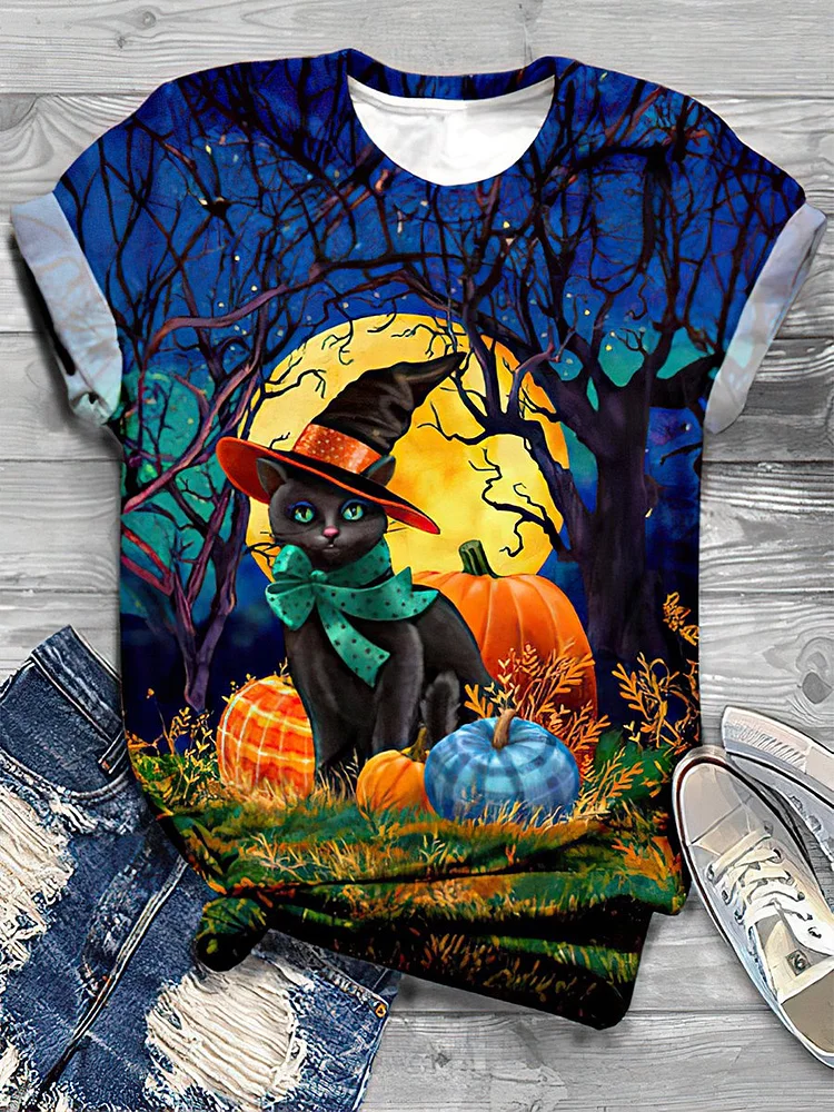 Halloween Art Print Casual T-Shirt