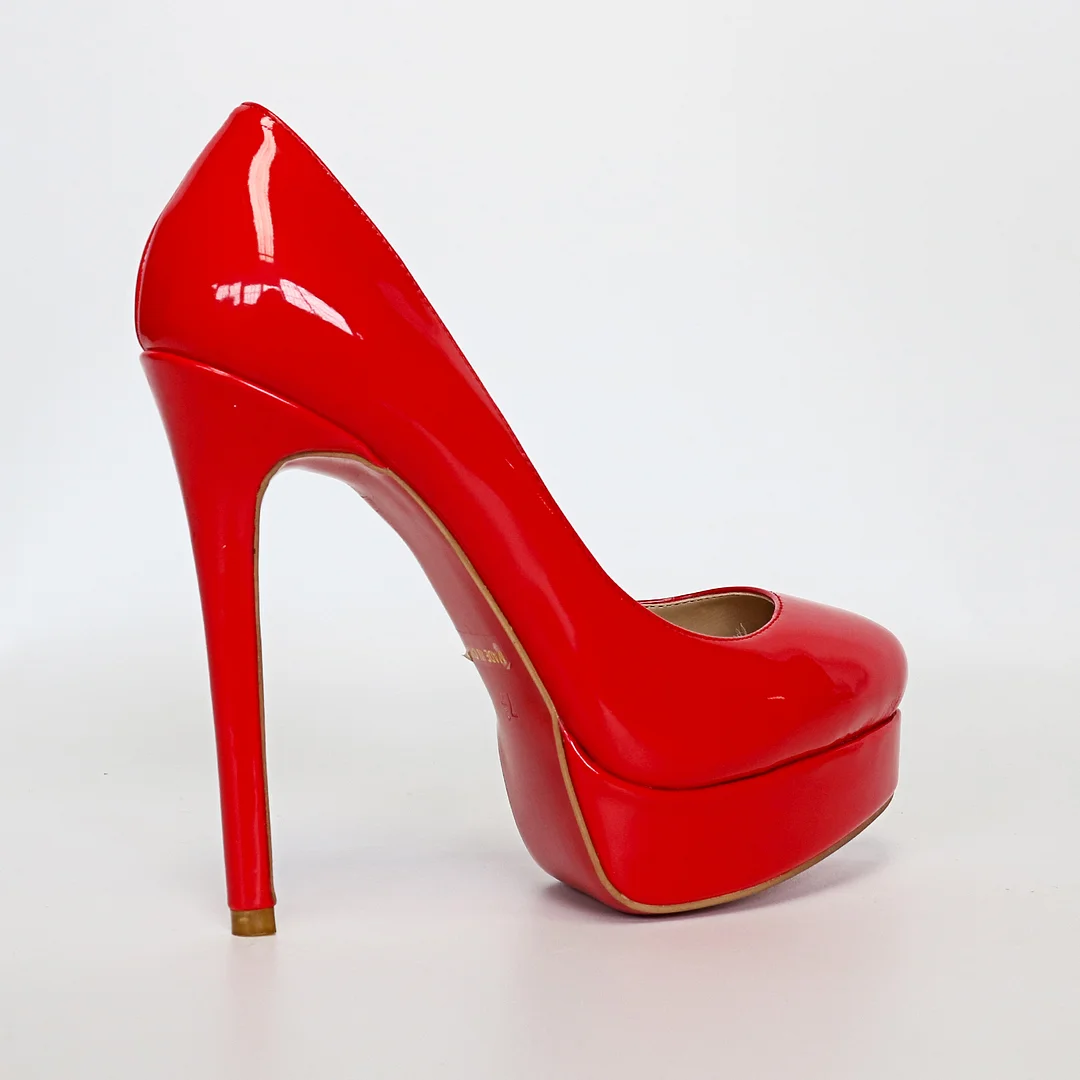 135mm Sky High Red Bottom Platform Pumps Patent Shoes-MERUMOTE