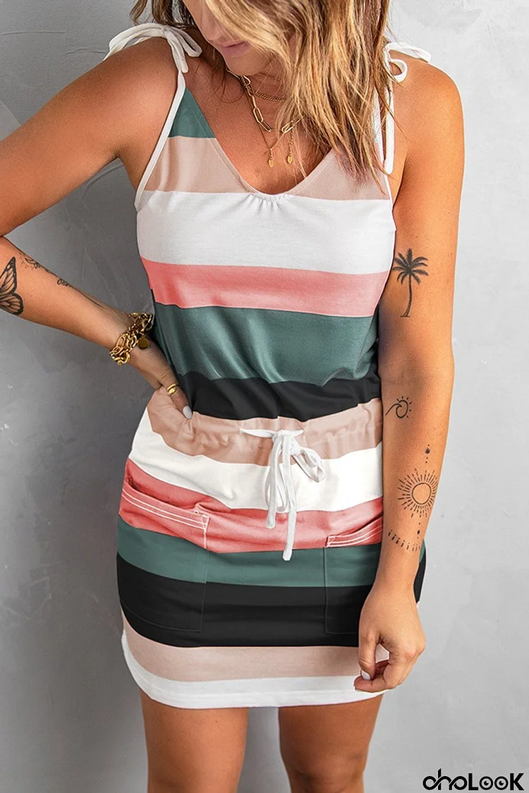 Black Striped Mini Dress