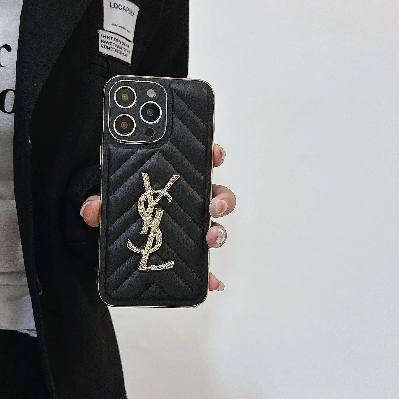 YSL Luxury Loulou In Quilted Leather Electroplating Apple iPhone Case