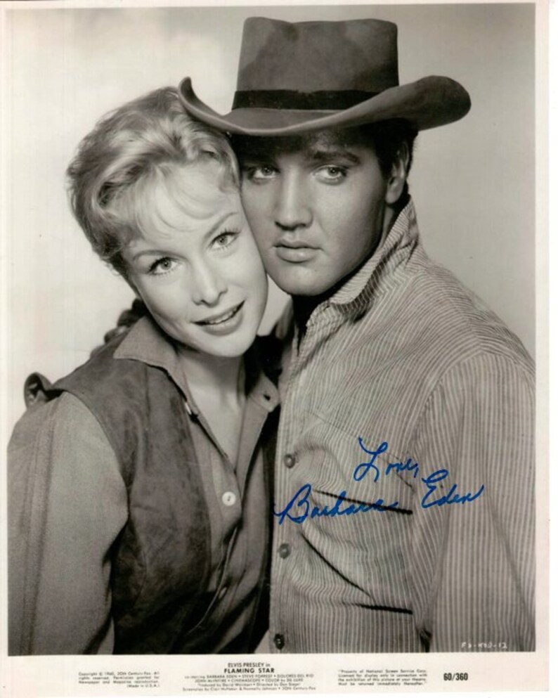 Barbara Eden signed autographed 8x10 Flaming Star w Elvis Presley Photo Poster painting