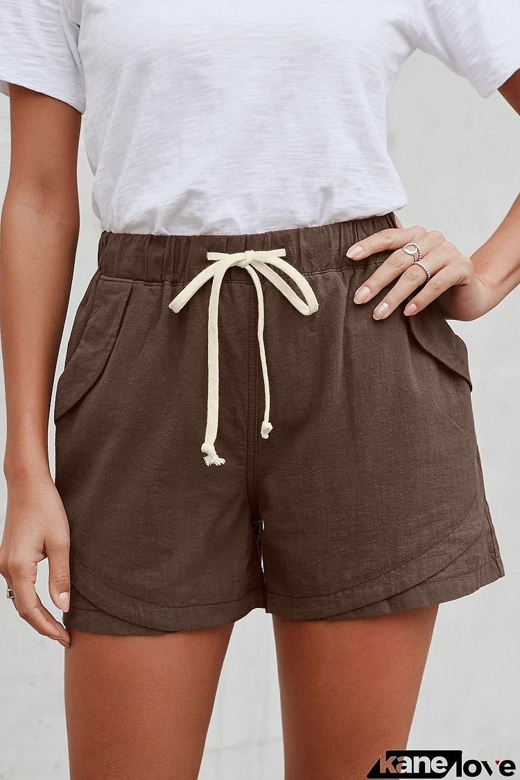 Women Casual Khaki Faylin Linen Shorts