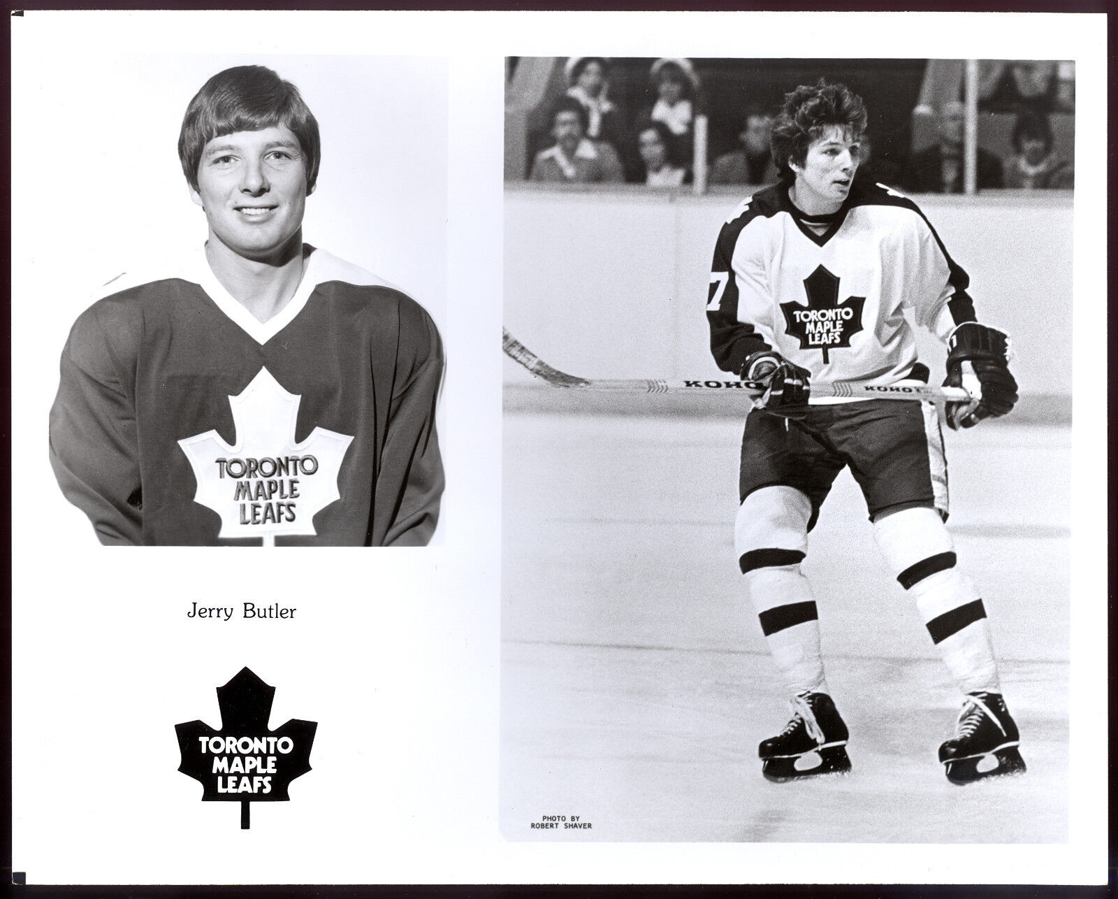 1977-78 NHL Toronto Maple Leafs TEAM issue B&W 8x10 Photo Poster painting PICTURE Jerry Butler