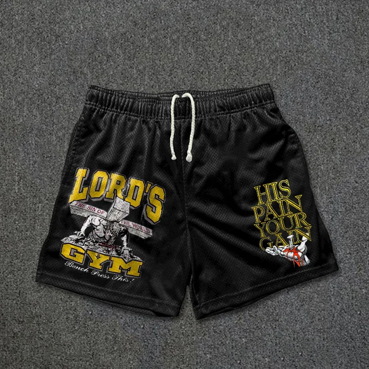 Lord's Gym Graphic Drawstring Mesh Shorts