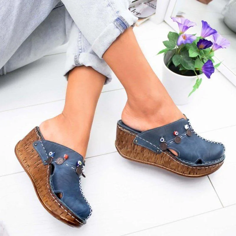 Puimentiua New Women Sandals Summer Platform  Shoes For Woman High Heel Sandals Summer Shoes Sewing Retro Toeless Sandalia