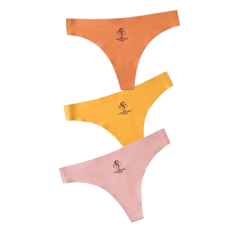 3pcs Women Thongs & G Strings Sexy Low-Rise Seamless Panties Ultra Thin Solid Thong Woman Invisible Plus Size Underwear Lingerie