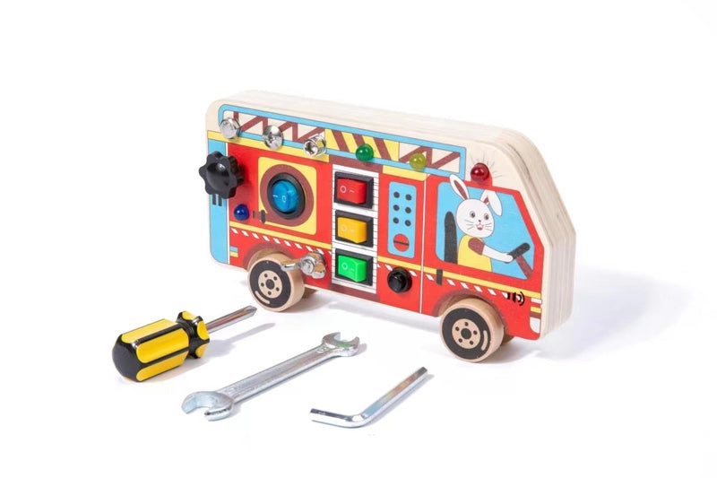 Popular Children’s Early Education Wooden LED Light Socket Switch Busy Board Toy Hands-on Wooden Toy