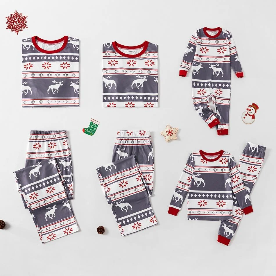 Christmas Family Matching Reindeer Print Pajamas Sets