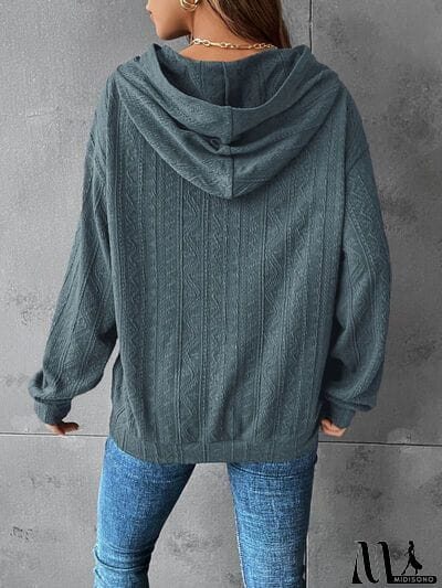 MidiSono - Textured Dropped Shoulder Hoodie