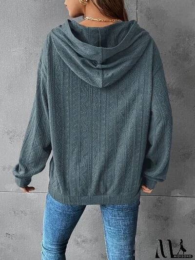 MidiSono - Textured Dropped Shoulder Hoodie
