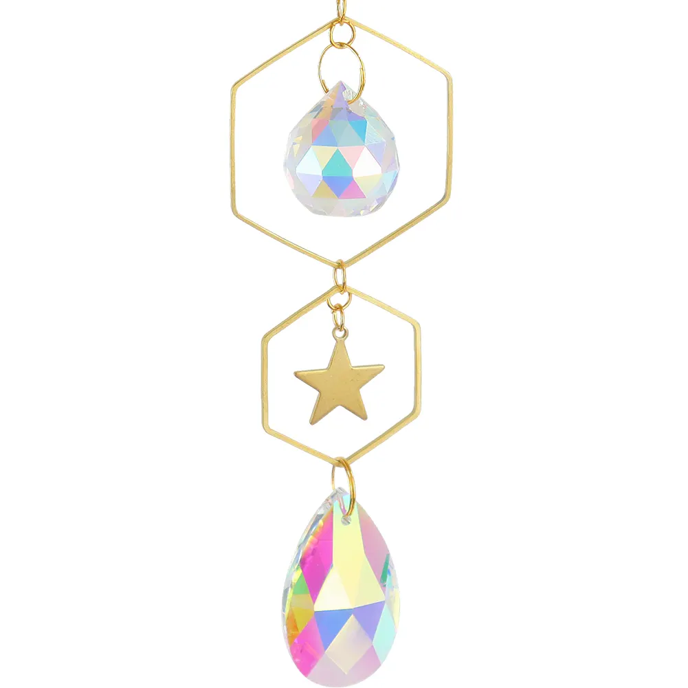 Crystal Wind Chime Ball Star Pendant Hanging Garden Xmas Party Decor (A)